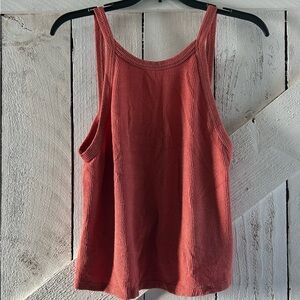Free People Rust Ribbed Tank Top